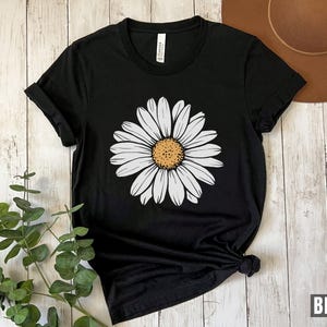 花柄シャツ - 野の花のシャツ - デイジーシャツギフト - 花柄衣類 - 夏シャツ - デイジーレディースシャツ - 誕生月の花 - 花柄Tシャツ