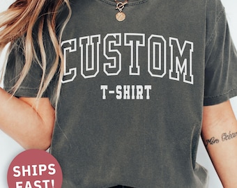 Camiseta personalizada Comfort Colors®, camiseta personalizada, camiseta con texto personalizado, camiseta personalizada con letras universitarias, regalo personalizado, camiseta a juego personalizable