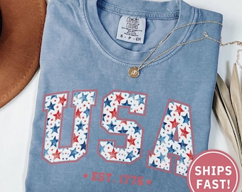 Comfort Colors® Usa Shirt, 4th Of July Shirt Women, America Shirt, Patriotic Shirt, Fourth Of July Shirt, American Shirt, July 4th Shirt