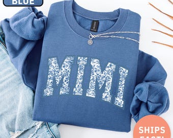 Floral Mimi Sweatshirt, Mimi Sweatshirt, Mimi Crewneck, Best Mimi Shirt, Toile De Jouy, Chinoiserie, Mother&#39;s Day Gift, New Mom Gift, Mimi