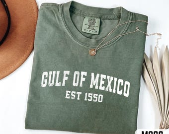 Camiseta de colores cómodos del Golfo de México, Golfo de México Est 1550, camiseta sutil contra Trump, camiseta de la Costa del Golfo, camiseta de apoyo a México, regalo liberal