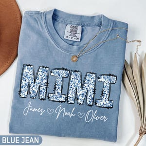 Comfort Colors® Custom Floral Mimi Shirt For Grandma, Personalized Grandkids Names For Mimi Tee, Mimi Tee, Grandma Gift, Mother&#39;s Day Gift