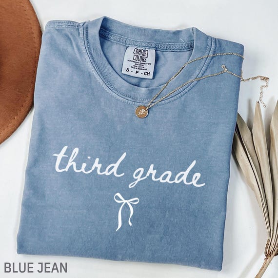 Comfort Colors Third Grade Teacher Shirt, Coquette Bow Tee