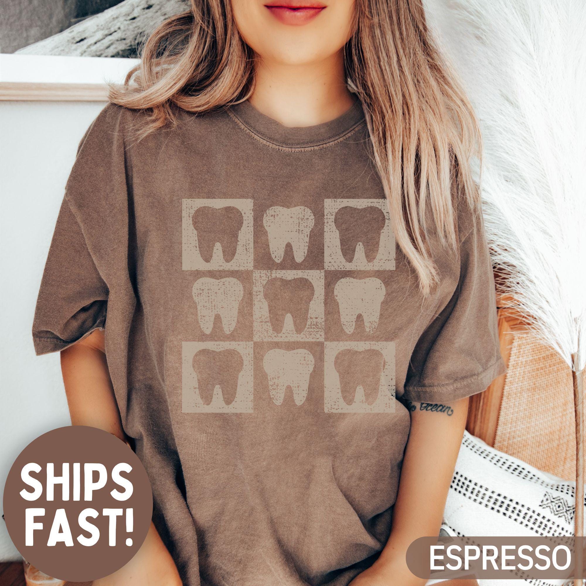 Comfort Colors® Checkered Tooth Shirt, Dental Shirt, Dental Hygiene ...