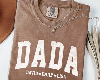 Comfort Colors® Dada Shirt for Father's Day, Personalized Dada Shirt with Kid's Names, Customized Gift for Dad, New Dad Tshirt, Dad T Shirt