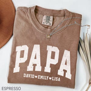 Comfort Colors® Custom Papa Shirt With Grandkids Names, Customized Father&#39;s Day Gift for Grandparent, Personalized Grandpa Shirt