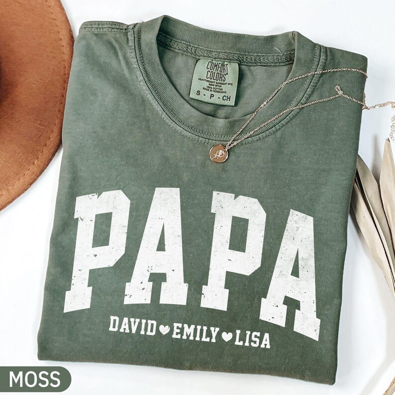 Comfort Colors® Custom Papa Shirt With Grandkids Names, Customized ...