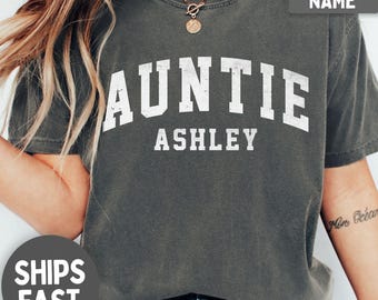 Personalized Auntie Shirt, Comfort Colors Custom Aunt Shirt, Announcement Pregnancy Gift, Aunt Gift From Nephew, Mothers Day Gift For Auntie