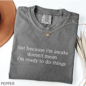 Comfort Colors® Just Because I&#39;m Awake Doesn&#39;t Mean I&#39;m Ready To Do Things Shirt, Funny Humor Shirt, Sarcastic Shirt, Funny Lazy Mom Tee
