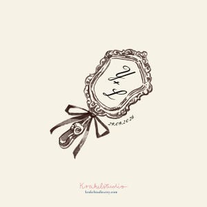 Inkt spiegel bruiloft monogram | Handgetekende grillige vintage romantische eerste logo sjabloon | Bewerkbare elegante bruiloft branding gunsten SVG