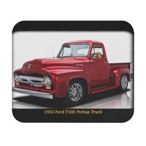 Iconic 1953 Ford F-100 Red Pickup Truck Mousepad - Vintage Automotive Desk Mat