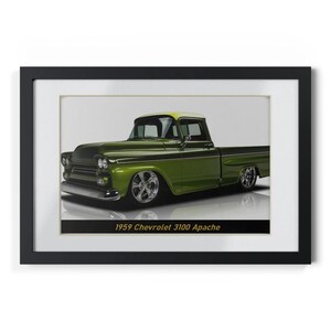 Legendary 1959 Chevrolet 3100 Apache Custom Truck Poster - Iconic Green Hot Rod