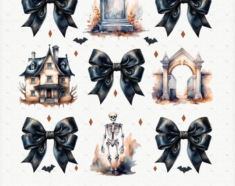 Spooky Halloween Bow PNG: Coquette Skeleton Design (Digital Download)
