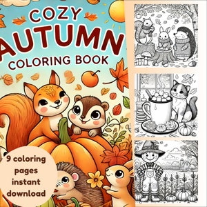 Cozy Autumn Coloring Book: Printable Fall Coloring Pages for Kids (Digital Download)