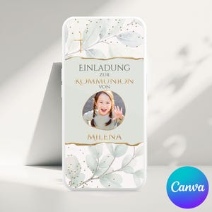 Digitale Einladung zur Kommunion, Taufe, personalisierter Text, Foto, Canva, mit Animation, Konfirmation, personalisiert,Musik, MP4
