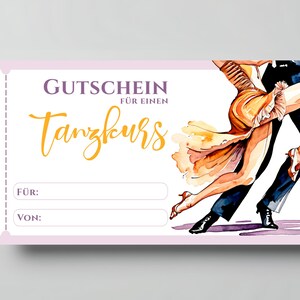PDF template, dance course voucher, dance course voucher, dance voucher, gift voucher, download, voucher, birthday, time instead of things
