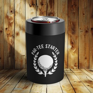 Funny Golf Can Cooler – &quot;Par-Tee Starter&quot; Insulated Koozie, Metal Beer Sleeve for Cans & Bottles, Golf Lover Gift, Custom Father’s Day Gift
