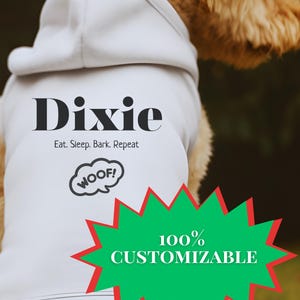 Personalized Dog Hoodie with Name, Funny Custom Pet Sweatshirt, Gift for New Puppy, Dog Lover Gift, Cute Dog Apparel, Christmas Gift for Dog