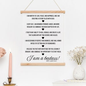 Ich bin ein Wandbehang, Wanddeko mit positivem Affirmationen, Abschiedsgeschenk, Wanddeko für Frauen