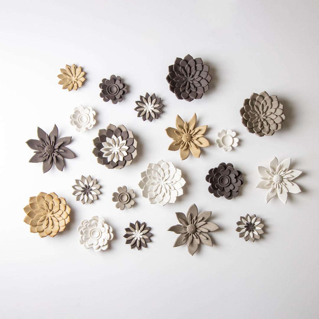 Extra Large Ceramic Floral Wall Art Handmade Pottery Flower Wall