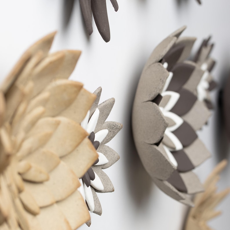 Extra Large Ceramic Floral Wall Art Handmade Pottery Flower Wall