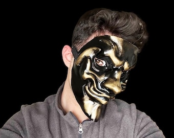 Handmade Oni Samurai Mask: Customizable Cosplay Armor Helmet