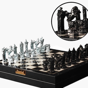 Custom Zauberer Metall Schachspiel: Faltbares Luxus Sammlerstück (14 &#39;&#39; x 14 &#39;&#39;)