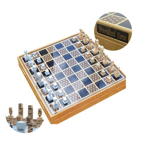 Minecraf Metal Schach-Set mit Lagerung 14 &#39;&#39; x 14 &#39;&#39; | Faltbares Ultra-Luxus-Sammler-Schachspiel | Gold - Silber Schachfiguren