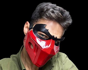 Red Hood Half Face Mask Handmade Unisex Armor Costume Mask | Personalized Color Selection