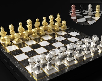 Philosophers Figure Chess Set: Personalized Board Available