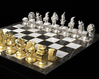Christmas New Year Chess Set: Santa Claus, Christmas Theme Gift - Custom Color Options