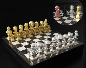 Nobel Laureate Chess Set: Einstein, Curie, Turing - Custom Color Options