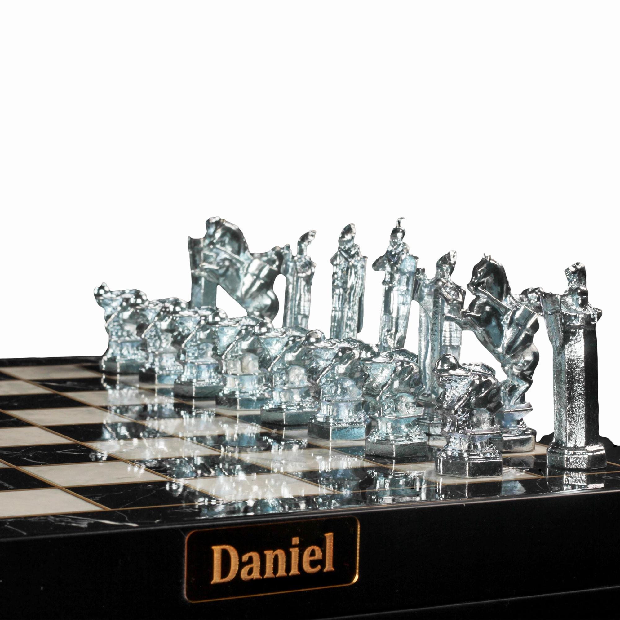 Custom Wizard Metal Chess Set: Foldable Luxury Collectible (14'' X 14 ...
