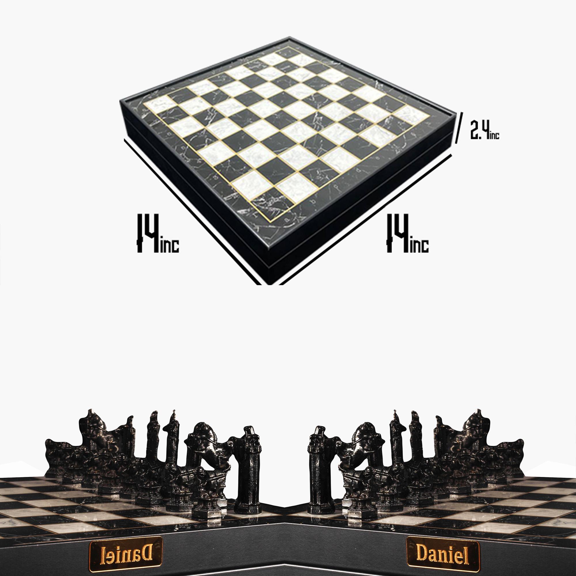 Custom Wizard Metal Chess Set: Foldable Luxury Collectible (14'' X 14 ...