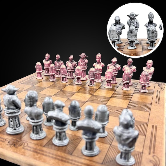Star Wars Metal Chess Set: Limited Edition Engraved Wooden Board