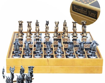 Epic Metal Chess Set: Gold & Silver Chessmen with Storage Board