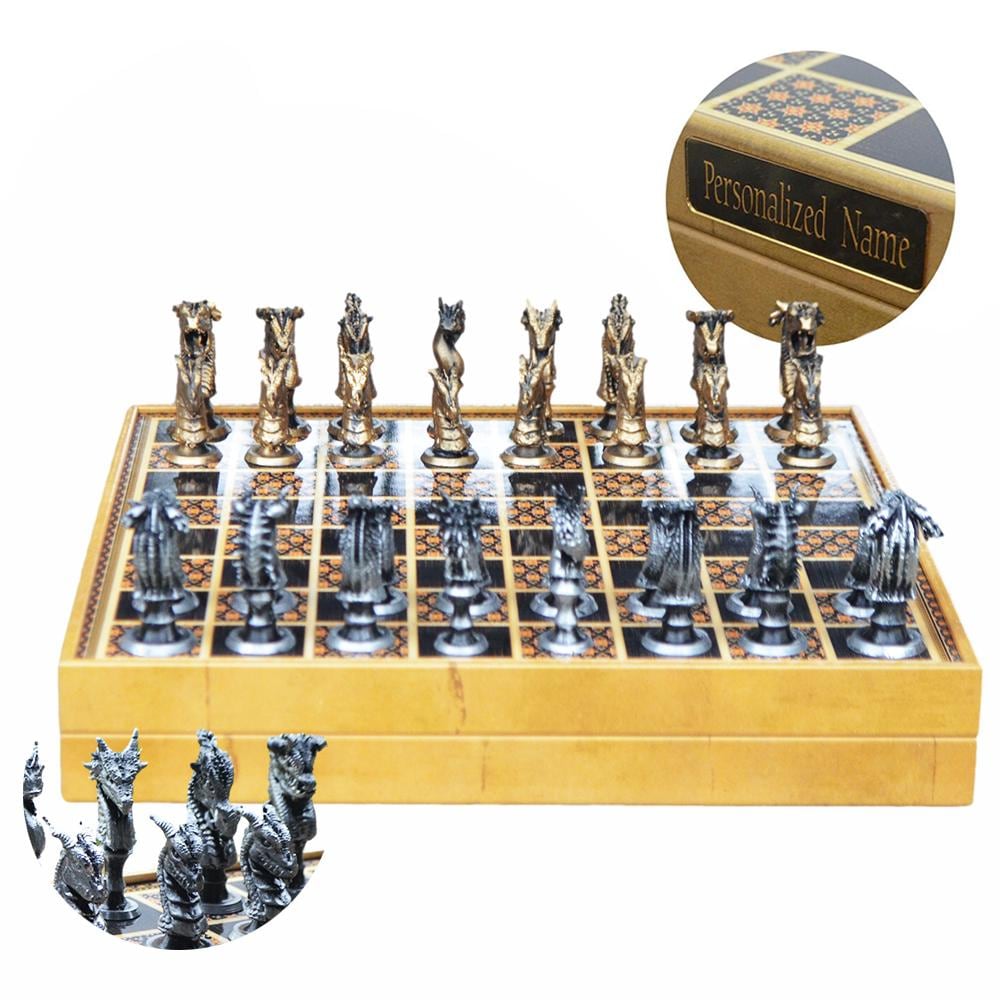 Epic Metal Chess Set: Gold & Silver Chessmen with Storage Board