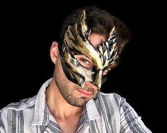 Phoenix Half Prom Mask - Unique Handmade Masquerade Bird Mask | Personalized Color Selection