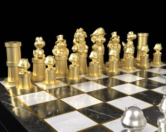 Mario Fan Art Chess Set: New Edition Personalized Handmade Board Game
