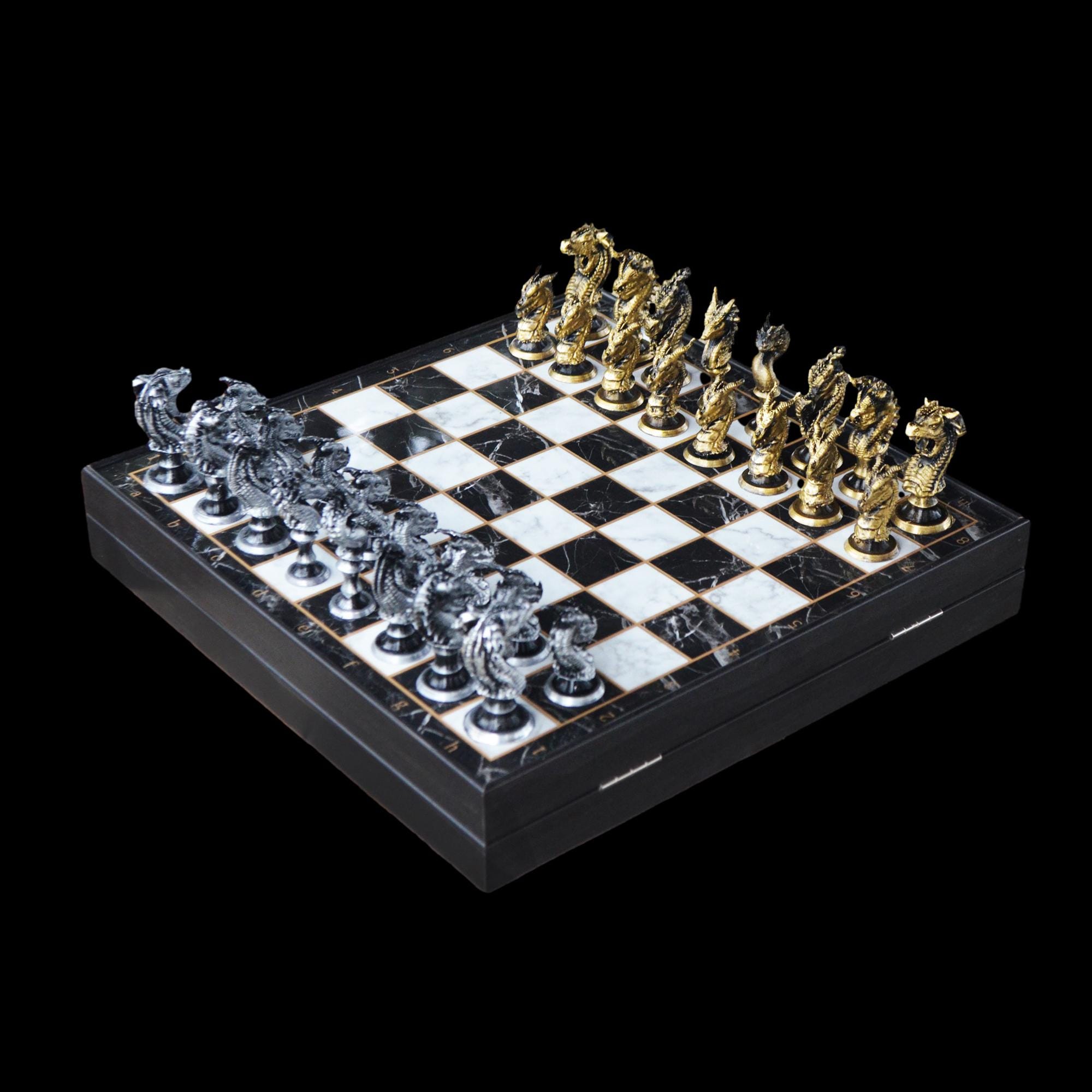 Dragon Chess Set: Collectible Handmade Chessboard, Personalized