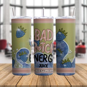 Diseño de vaso de jugo energético Blue Raspberry Bad Bitch para envoltorio de vaso: descarga digital para sublimación / png / p inspirado en Louise