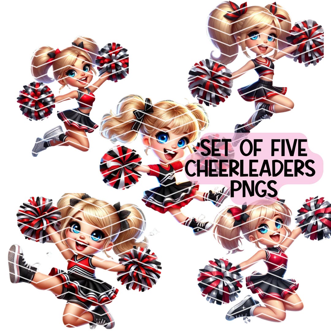 Cheerleader Girls Clipart 5 PNG Cheer Squad Illustrations, Pep Rally ...