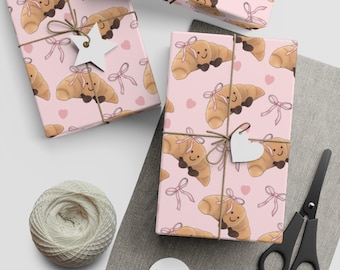 Pack of 10 Cute Jellycat Wrapping Paper Sheet A3 | Kawaii Bakery Gift Wrap | Pink Bow Birthday Paper | Food Gift Wrap |