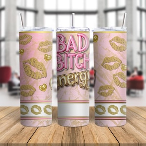 Tumbler Wrap rosa Bad Bitch Energy – Download digitale per sublimazione / png / tumbler girlie / download istantaneo / p Louise / rosa / Plouise
