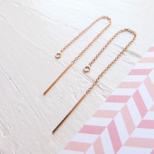 Rose Gold Fill Threader Style Earwires Threads for Thread Earrings (EHGFR6436)