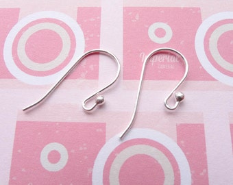 Sterling Silver French Hook Ear wires Pair with Balls Earring Findings (FC256S)