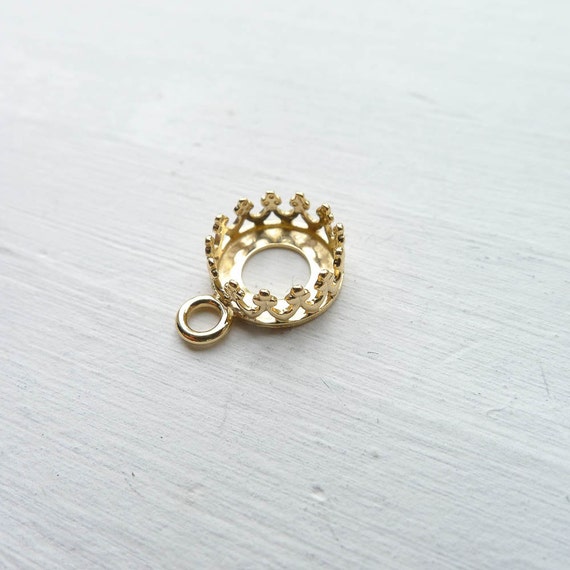 CR922011 Crown Bezel Drop Link Sterling Silver 8mm Round Gallery Wire