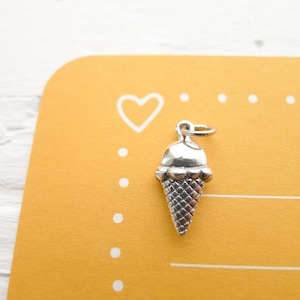 Ice Cream Cone Charm Dessert Sterling Silver Pendant Sweet (CNA1516)