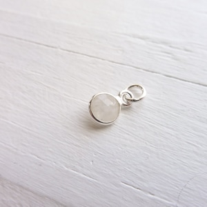 Rainbow Moonstone Charm Sterling Silver Bezel Faceted Stone 6mm Gemstone Pendant (CC15194S)
