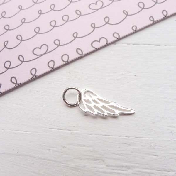 Sterling Silver Angel Wing Charm Jewelry Making Supplies and Materials (CNA971)